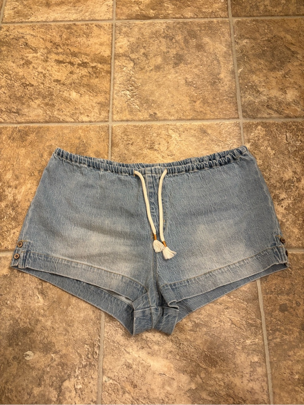 Roxy Light Blue Denim Drawstring Women's Shorts
